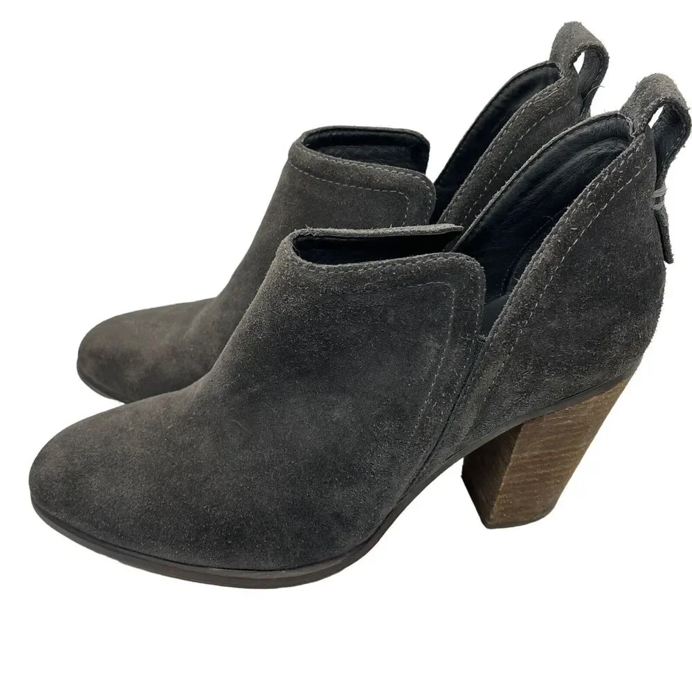 Vince Camuto Ankle Booties Francia Gray Suede US Size 9.5 EU 39.5 Heel 3.5 Inch